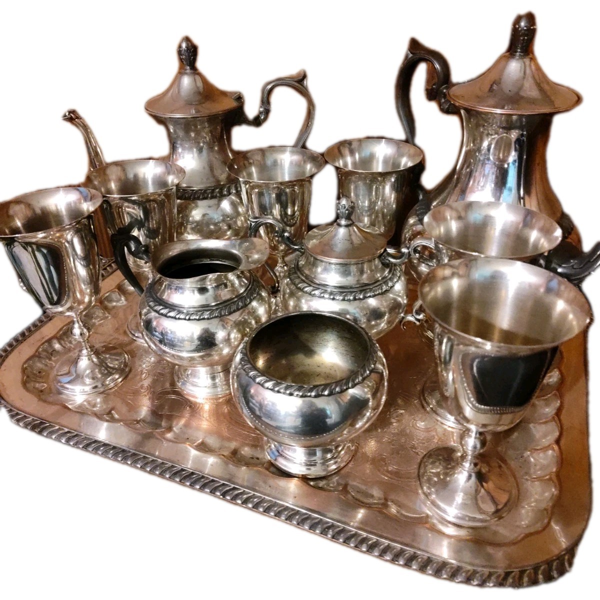 Vintage Silver Plated tea/coffee Set… Goblets listed separately