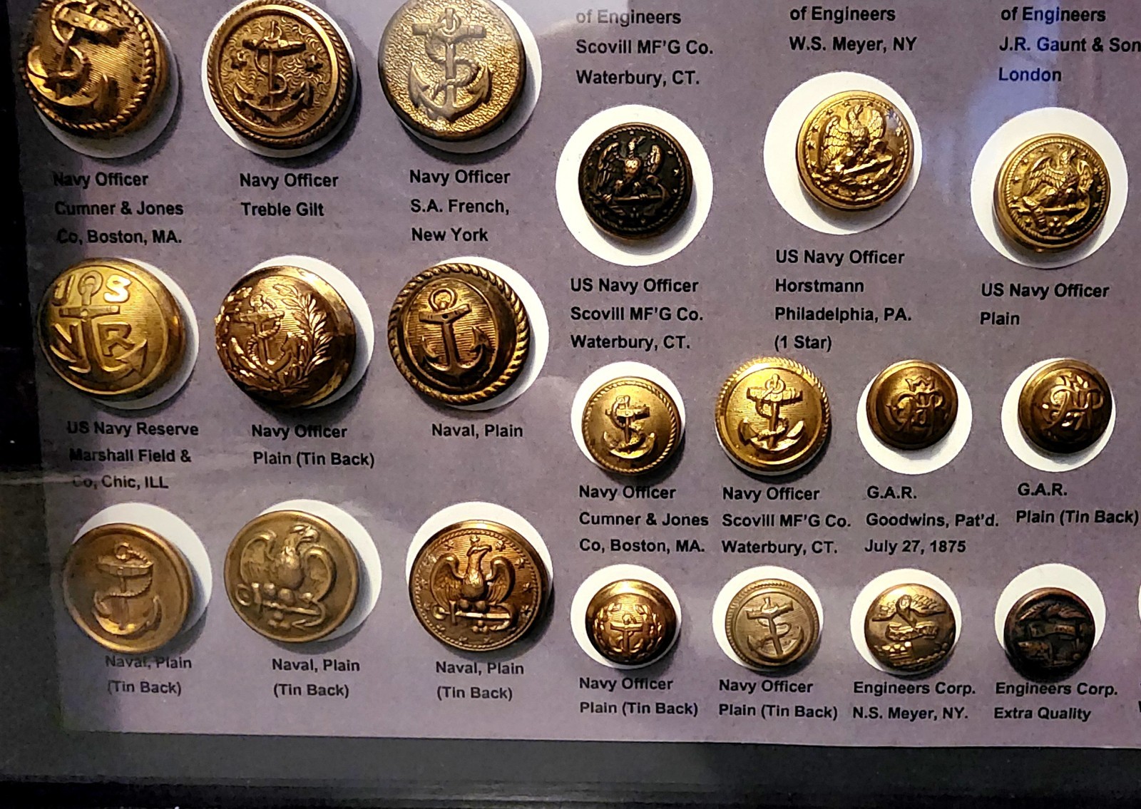 Antique 19thC Victorian Metal American Military Buttons Framed Lot CIVIL WAR