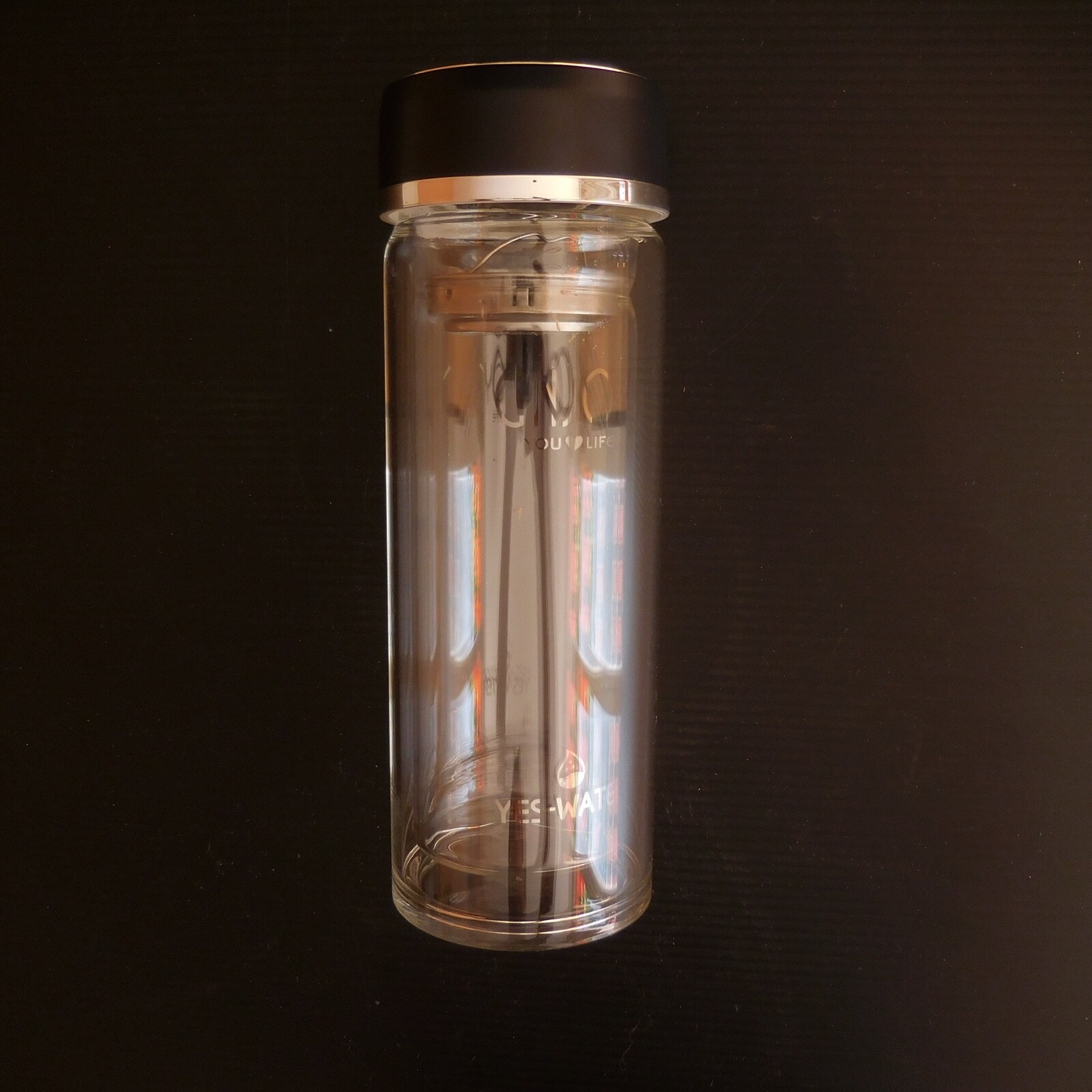 Bottle Flask Container Glass GNJOY YOU LIFE YES WATER Art Deco Design N3984