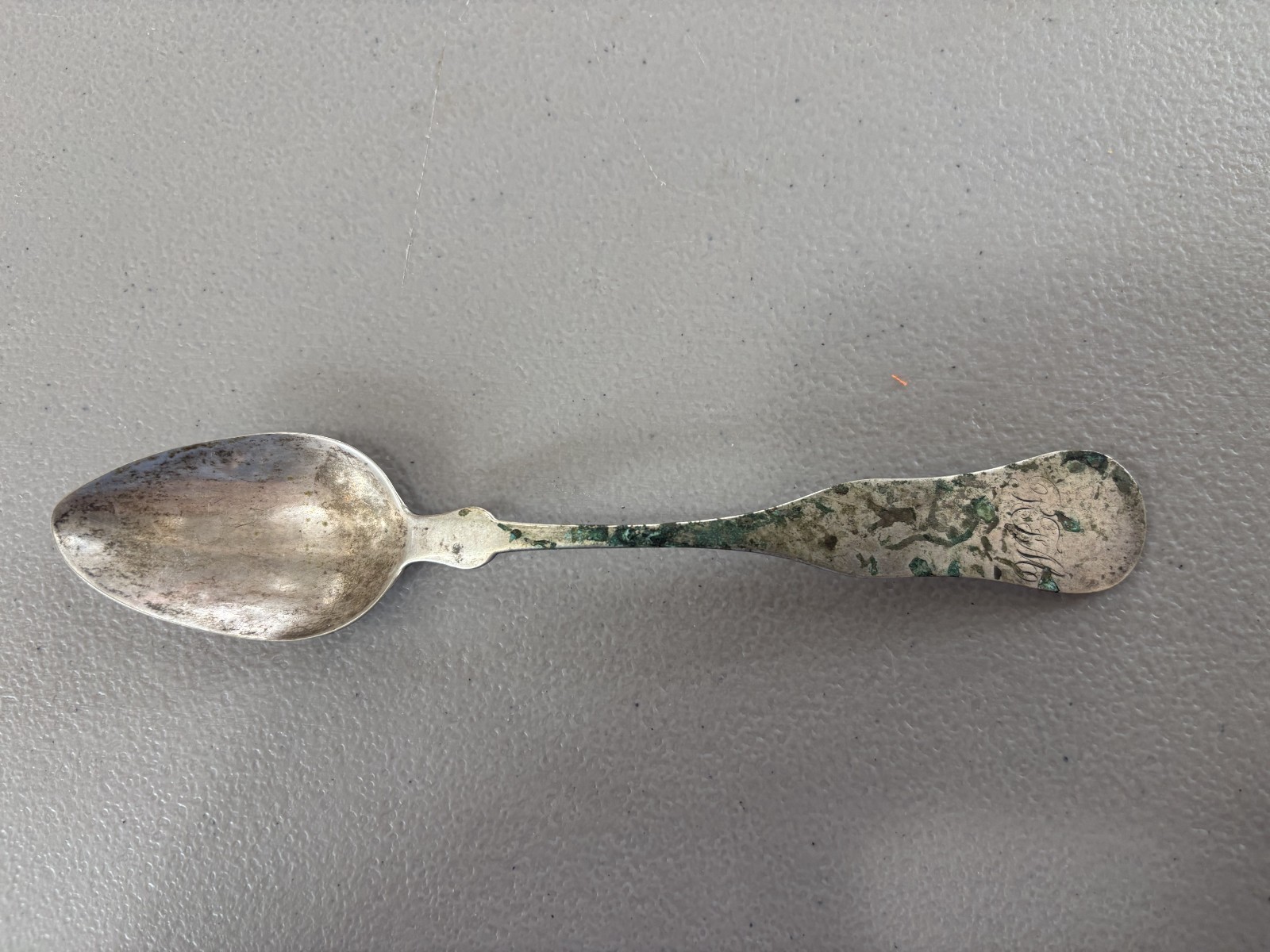 Antique American Coin Silver Teaspoon Wm. Pratt & Brother 1800s Fiddle Pattern