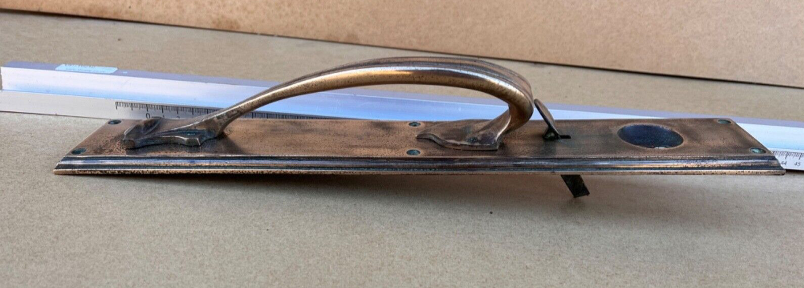 Antique CWS COOP Art Nouveau Cast Brass Bronze Pull Door Handle Pub Bar Shop