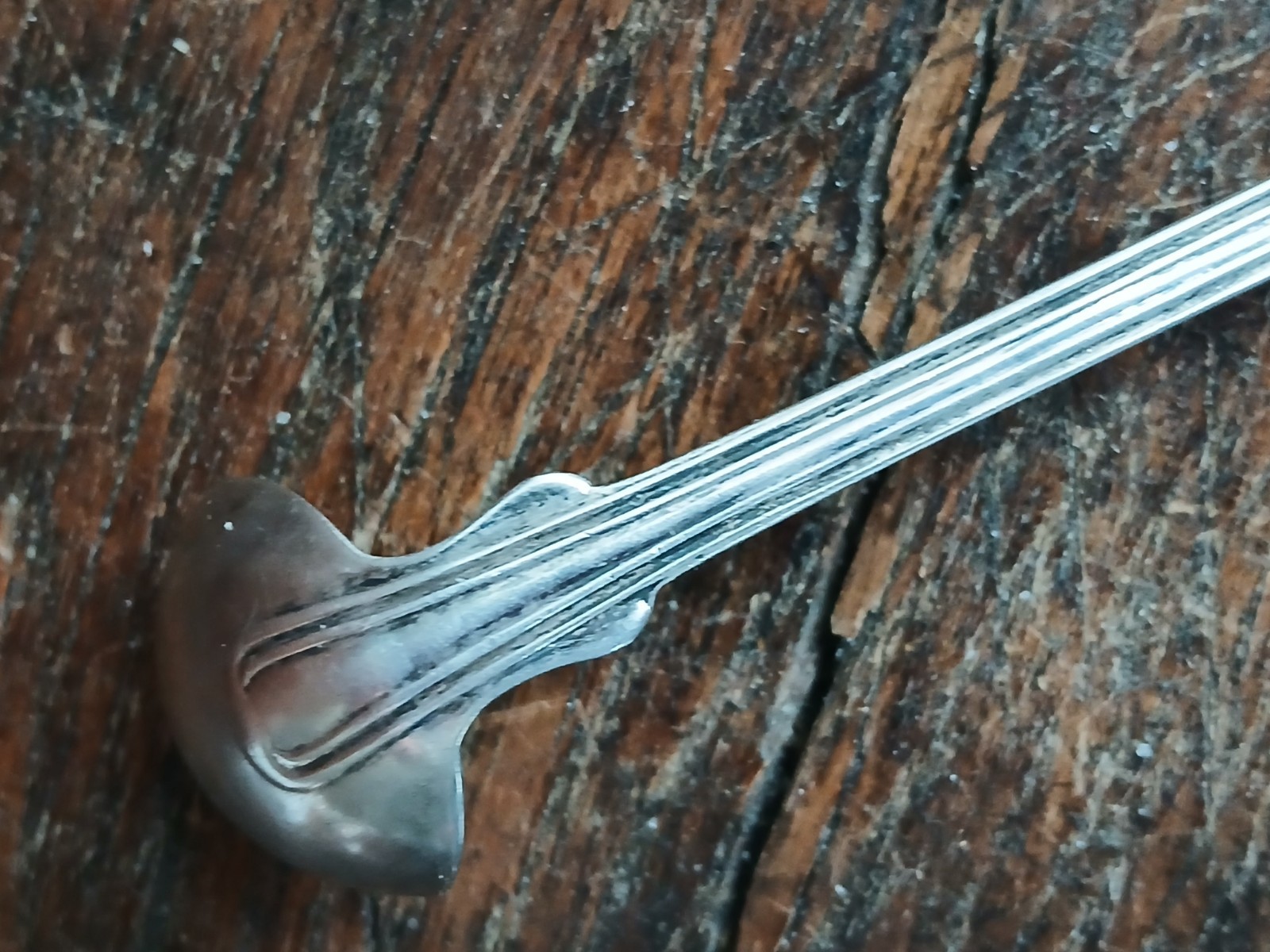 Antique Sterling Coin UNKNOWN Fiddle & Thread Mustard Ladle Spoon RARE “McGee”
