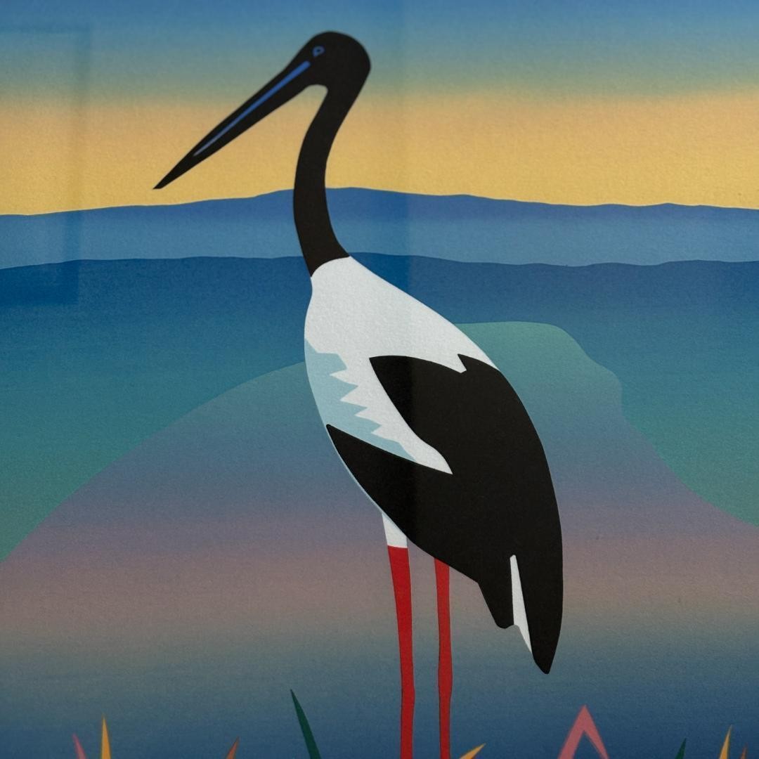 Ashley Manley Japanese Woodblock Print “Jabiru” A/P Edition Signed Authentic