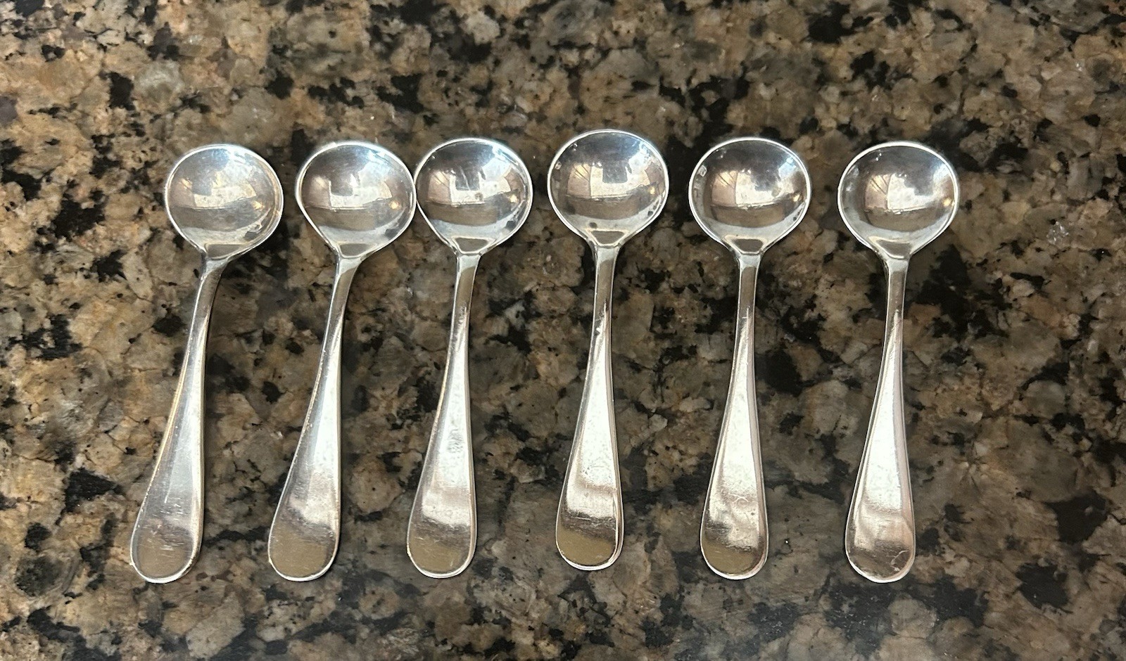 (1) Alvin Sterling Antique Pattern Salt Spoon 6 Available 2.5” L