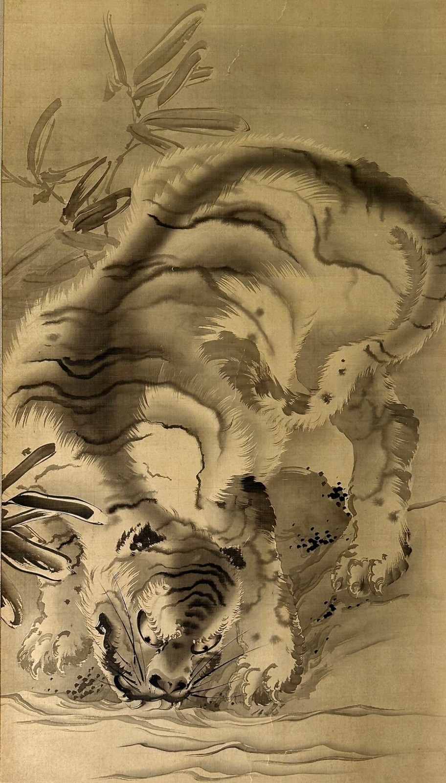 Superb signed scroll painting depicting Tiger. 19th century ZM31