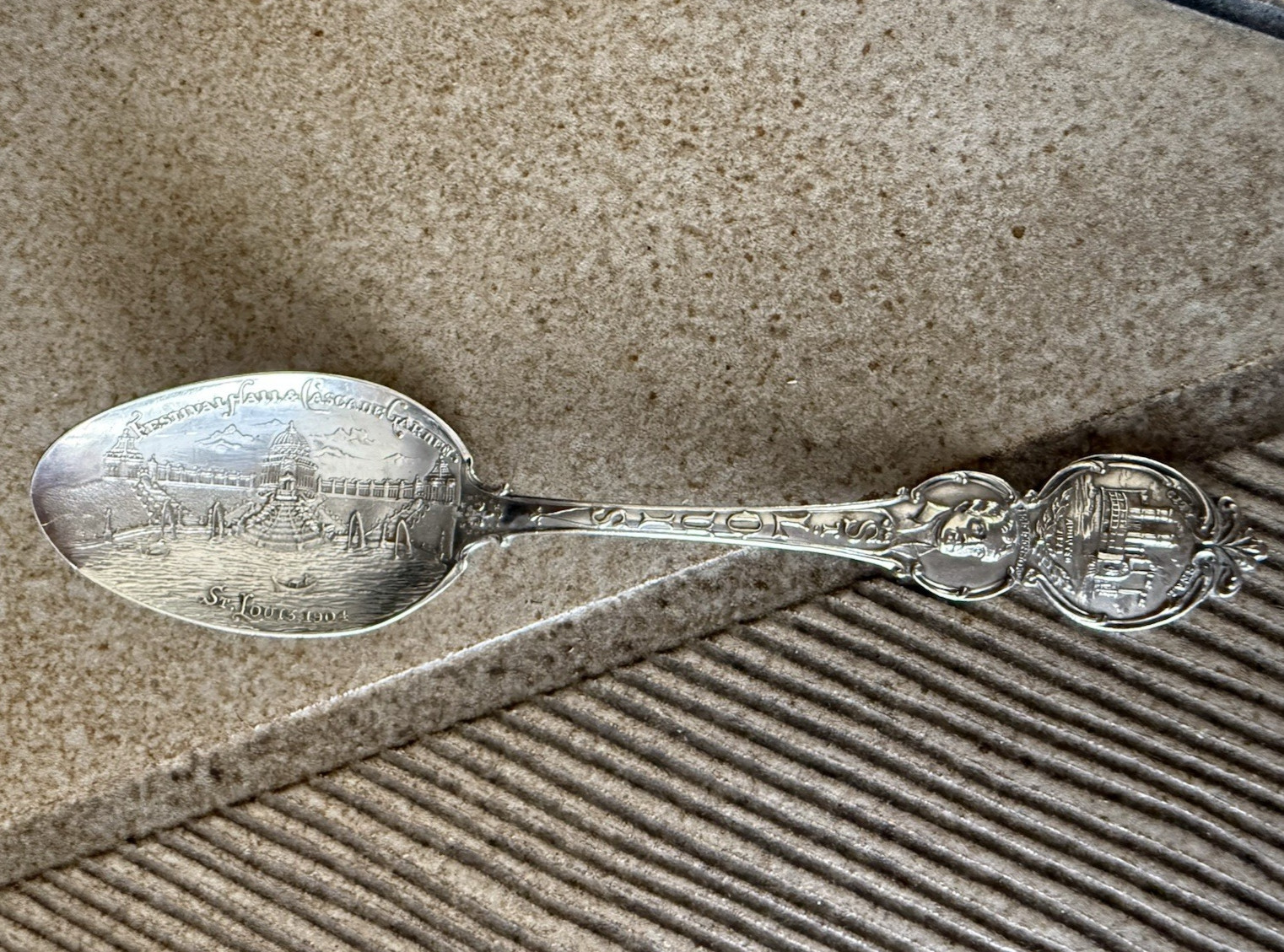 Sterling St. Louis Souvenir Spoon Festival Hall & Cascade 1904 Monogram Dent