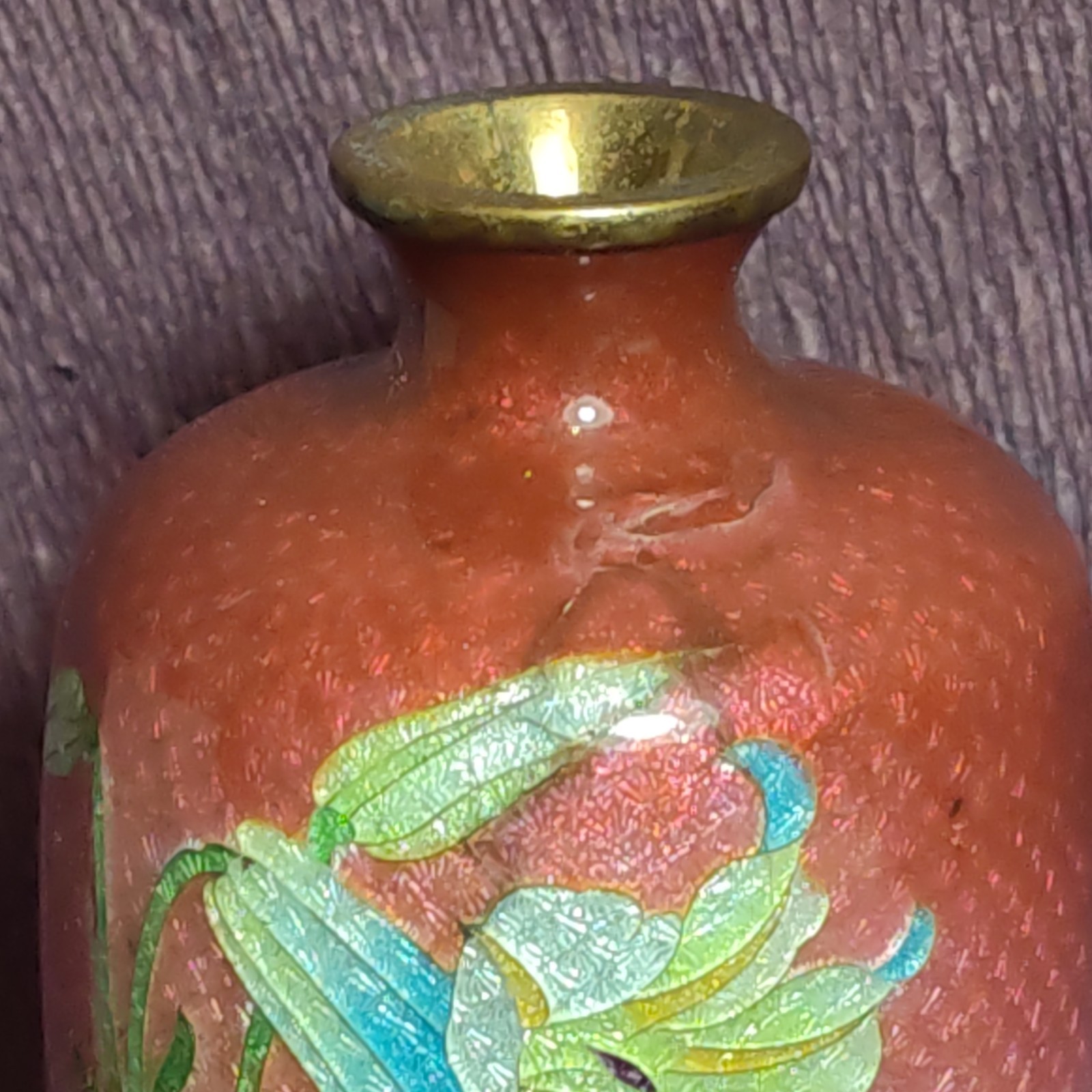 Antique Japanese Ginbari Floral Vase 12cm