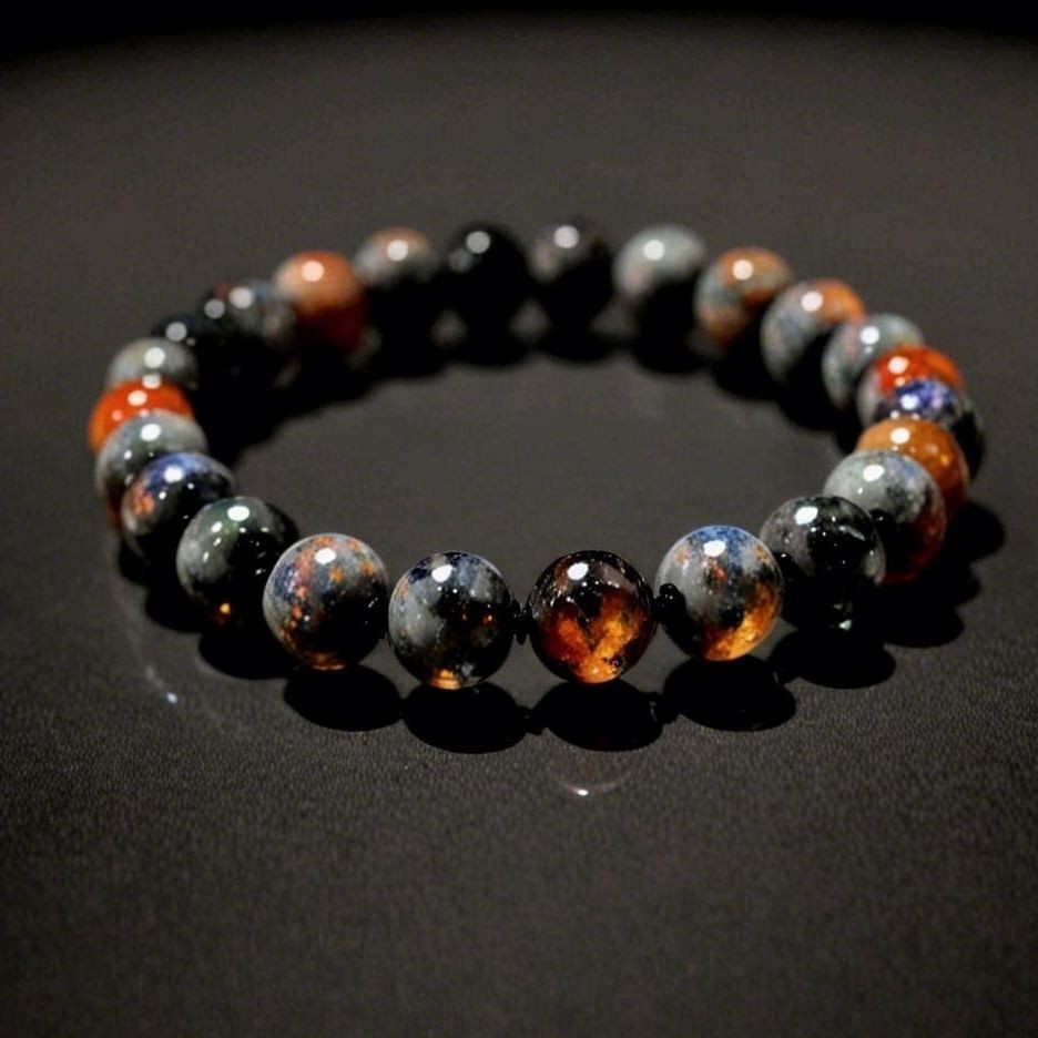 12mm Flame Agate Bead Bracelet Natural Stone Protection Jewelry for Men