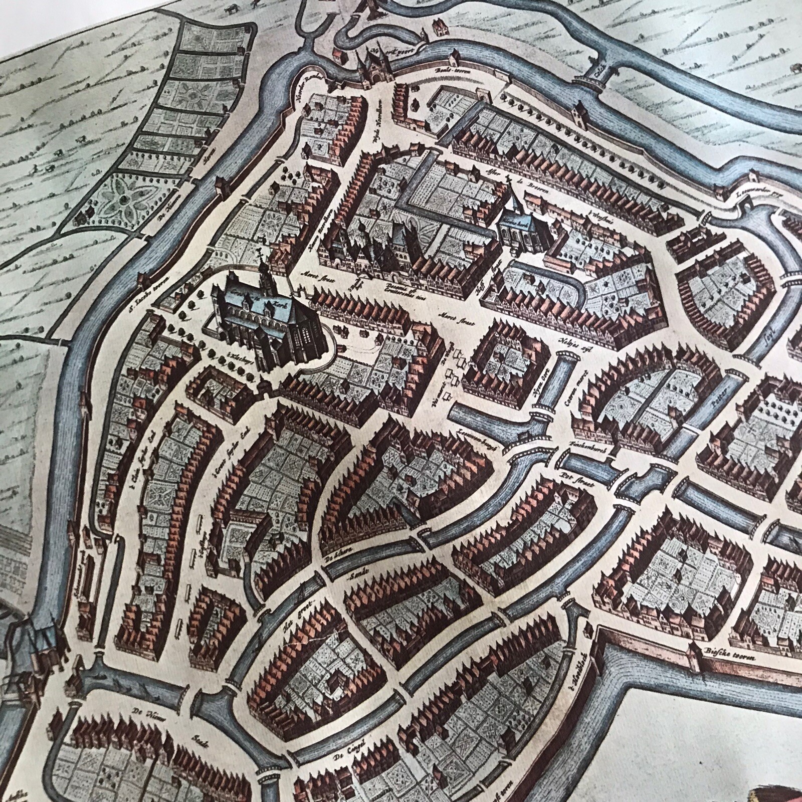 Vtg Print Of Antique Map of the City of Sneek by Blaeu (1649) Van Gelder Zonen