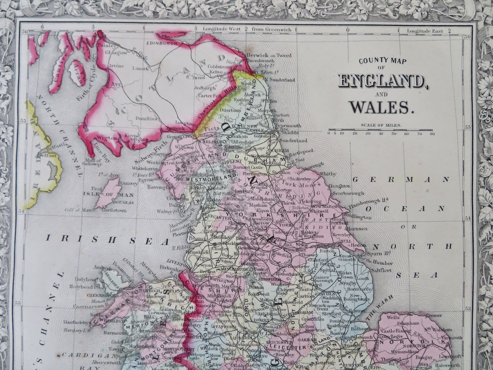 England & Wales United Kingdom 1860 Mitchell hand colored map