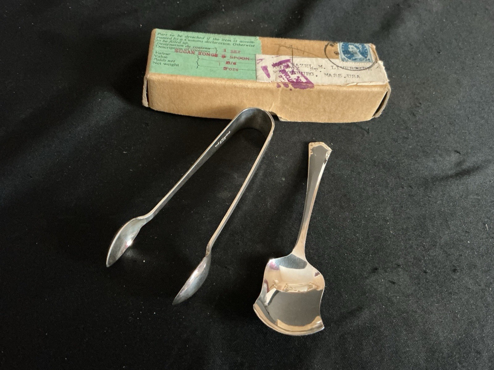 Sheffield EPNS Silver Sugar Set/ Rare Booklet/spoon-tongs/ Shiping Box