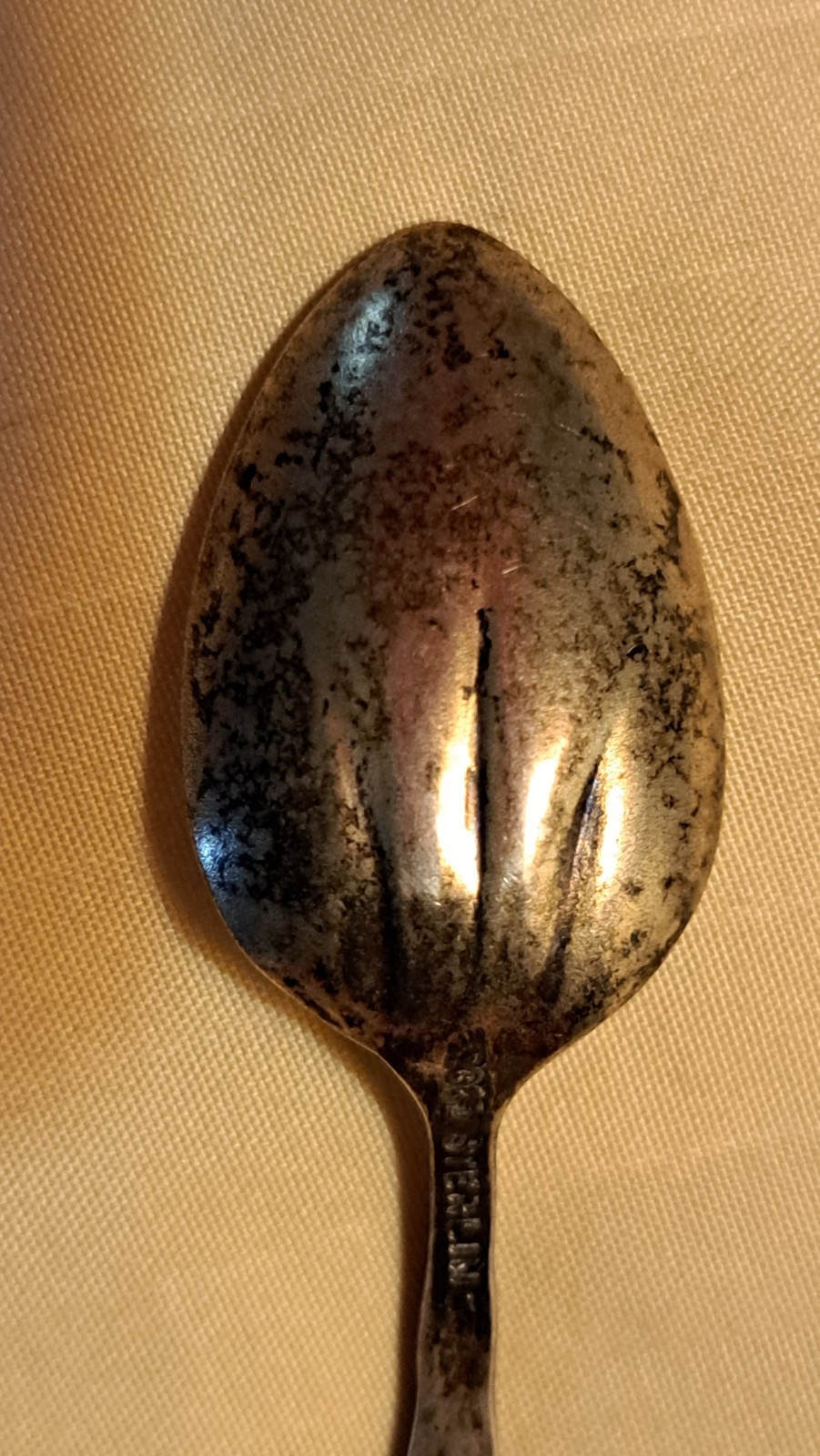 Etruscan Medallion by Shiebler Hammered Sterling Demitasse Spoon Womans Head