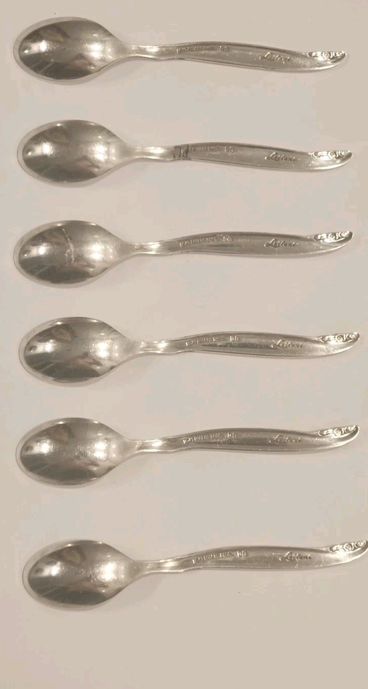 Six 1961 Rogers Silverplate Leilana Collection Demitasse Spoons