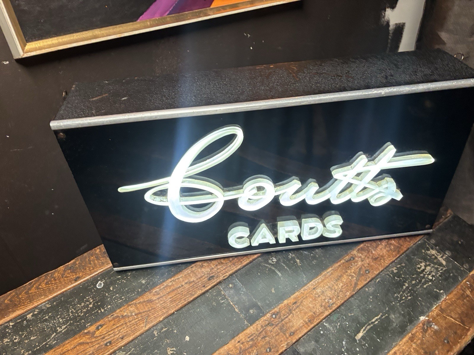 1930s Art Deco Coutts Cards Light-Up Sign — Canadian Greeting Card Brand
