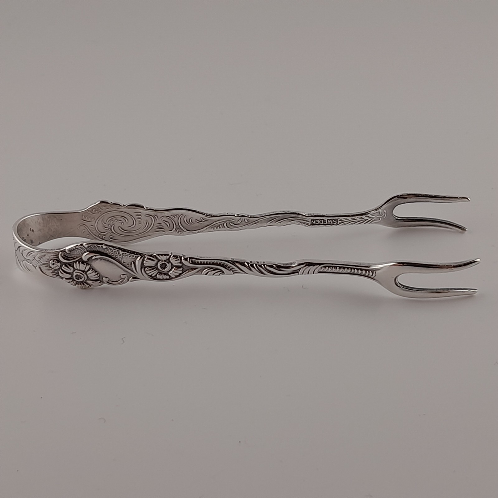 Nils Johan Sweden NIJ4 Silverplate 3pc Set Demitasse Spoon Lemon Fork Sugar Tong