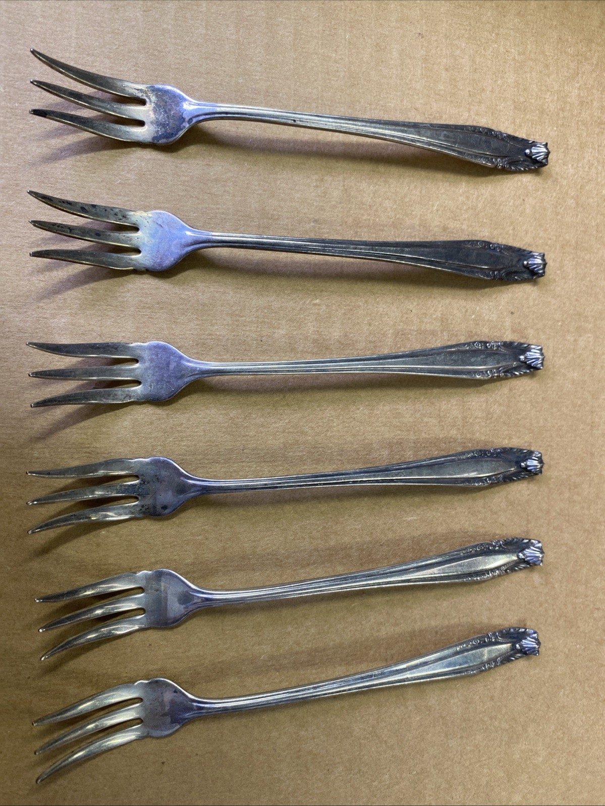 Stradivari by Wallace Sterling Silver Cocktail Fork Set 6 Pc 5 1/2″