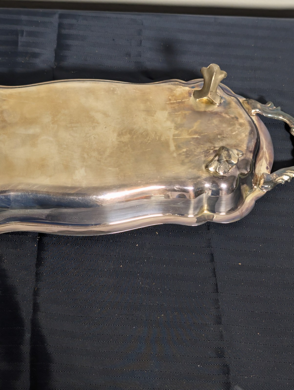 VTG F.B. Rogers Silver Co. Silver-Plated Serving Tray w / Handles & Footed Base