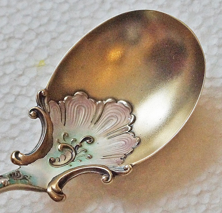 Shiebler Enameled Sterling SERVING SPOON MAITENON 1895 EXCELLENT NO MONO 56g