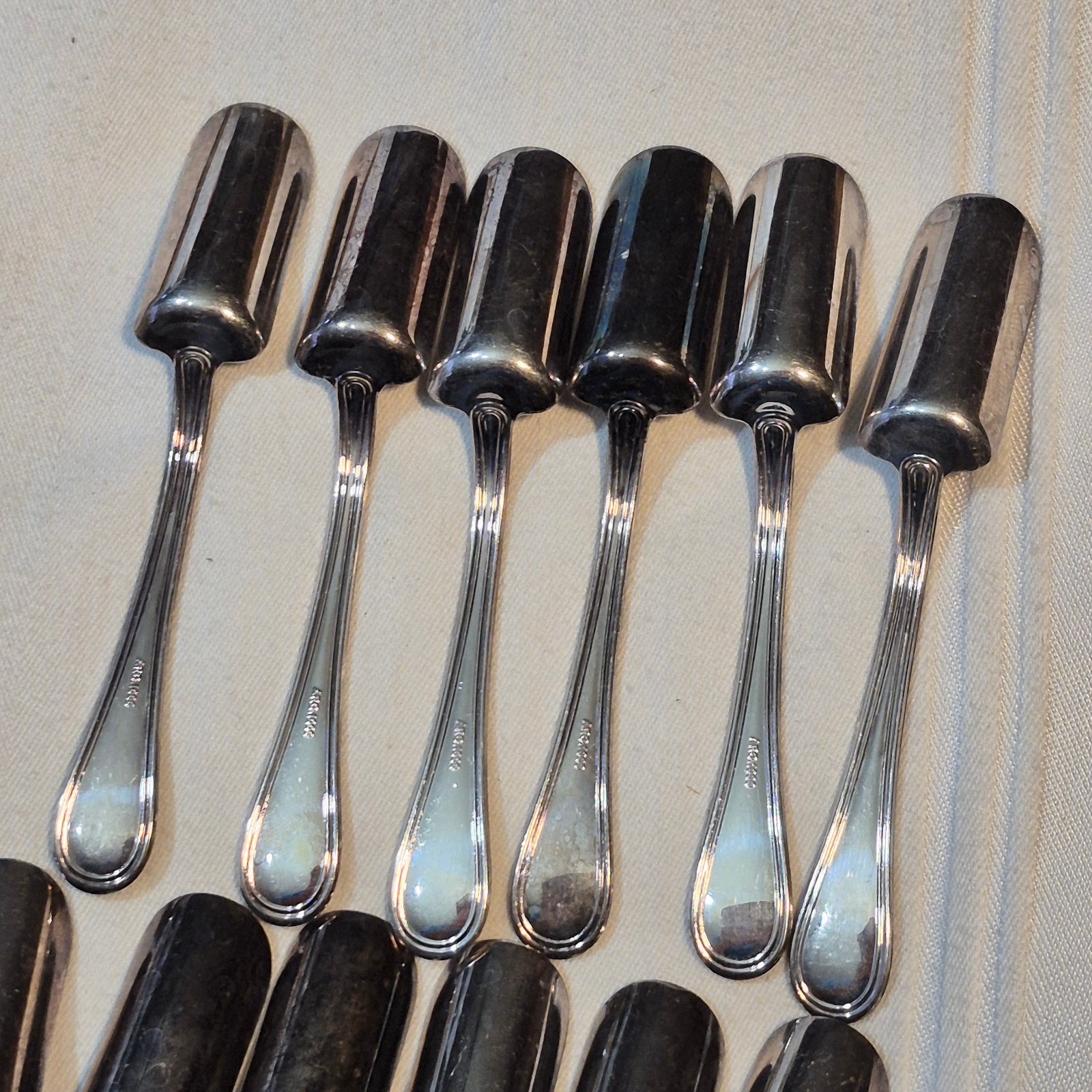 6 VTG CHEESE SCOOP SPOONS BY ARG 1000 SILVERPLATE