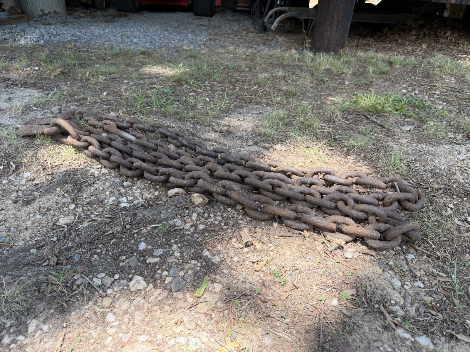Antique Forged Iron Logging Chain w/ Hook – Heavy Industrial 15’10” Salvage