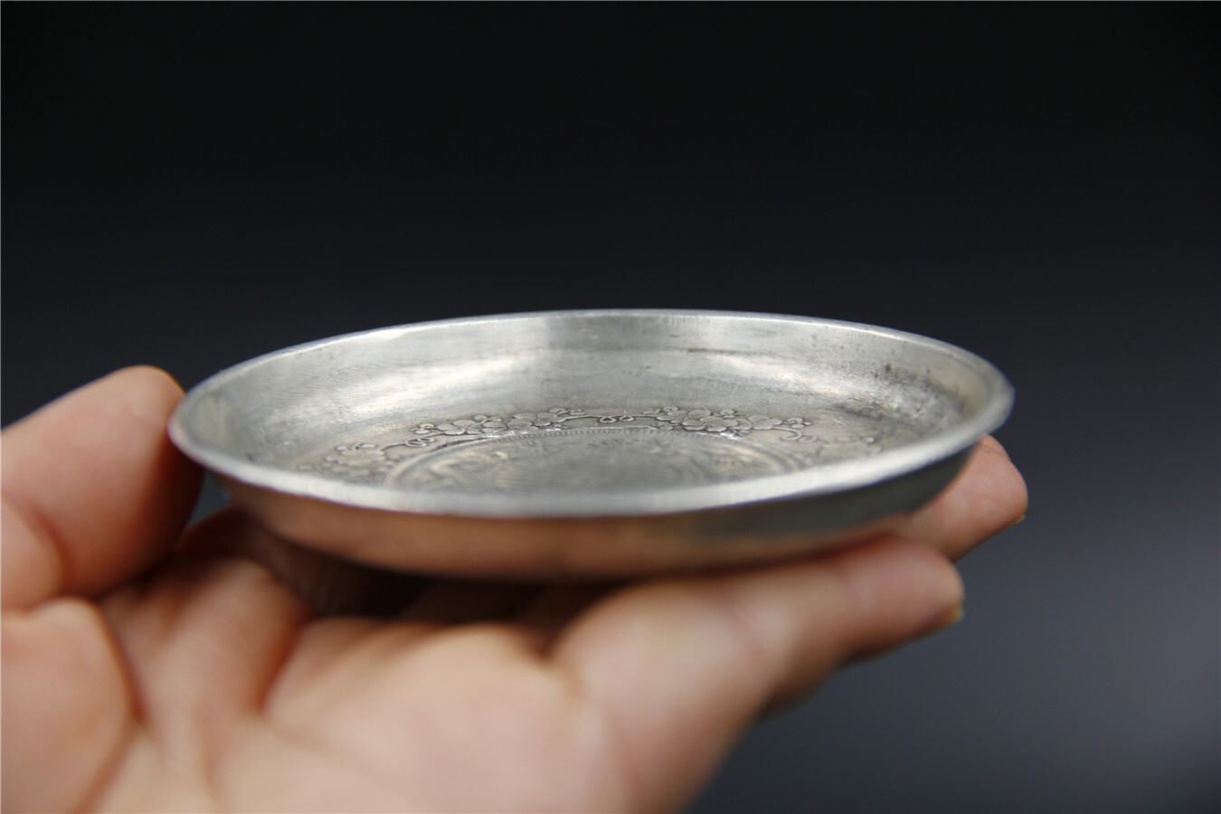 Chinese Old Guangxu Tibetan Silver Plate Brush Wash Collection Ornaments