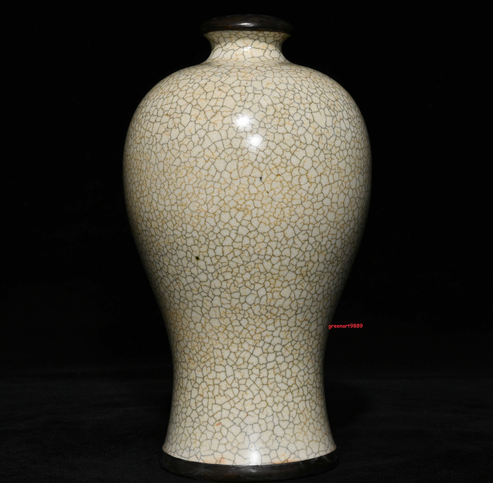 7.8″ old archaic song dynasty ge kiln porcelain beige glaze lce crack pulm vase