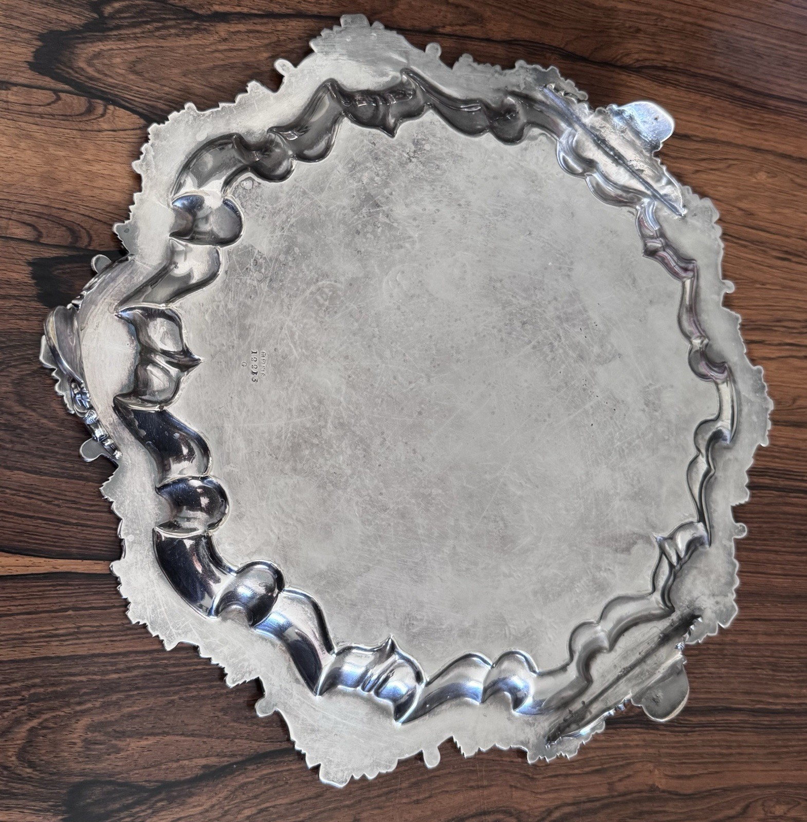 Antique Silver Plated Serving Tray – Lovely Ornate Example
