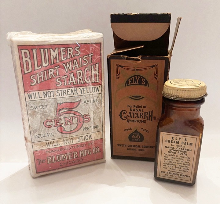 LOT OF 19 ORIGINAL ANTIQUE PACKAGES AND PRODUCTS