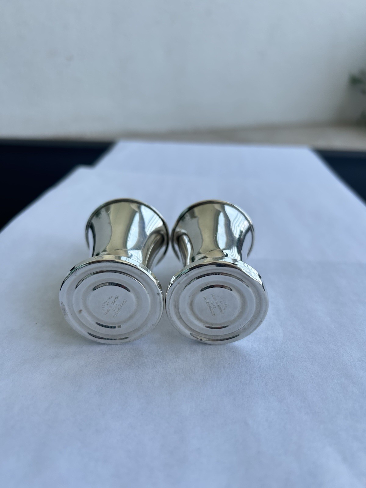 Frank M Whiting Sterling Silver Salt & Pepper Shakers Pattern #841 Fluted 4″ 61g