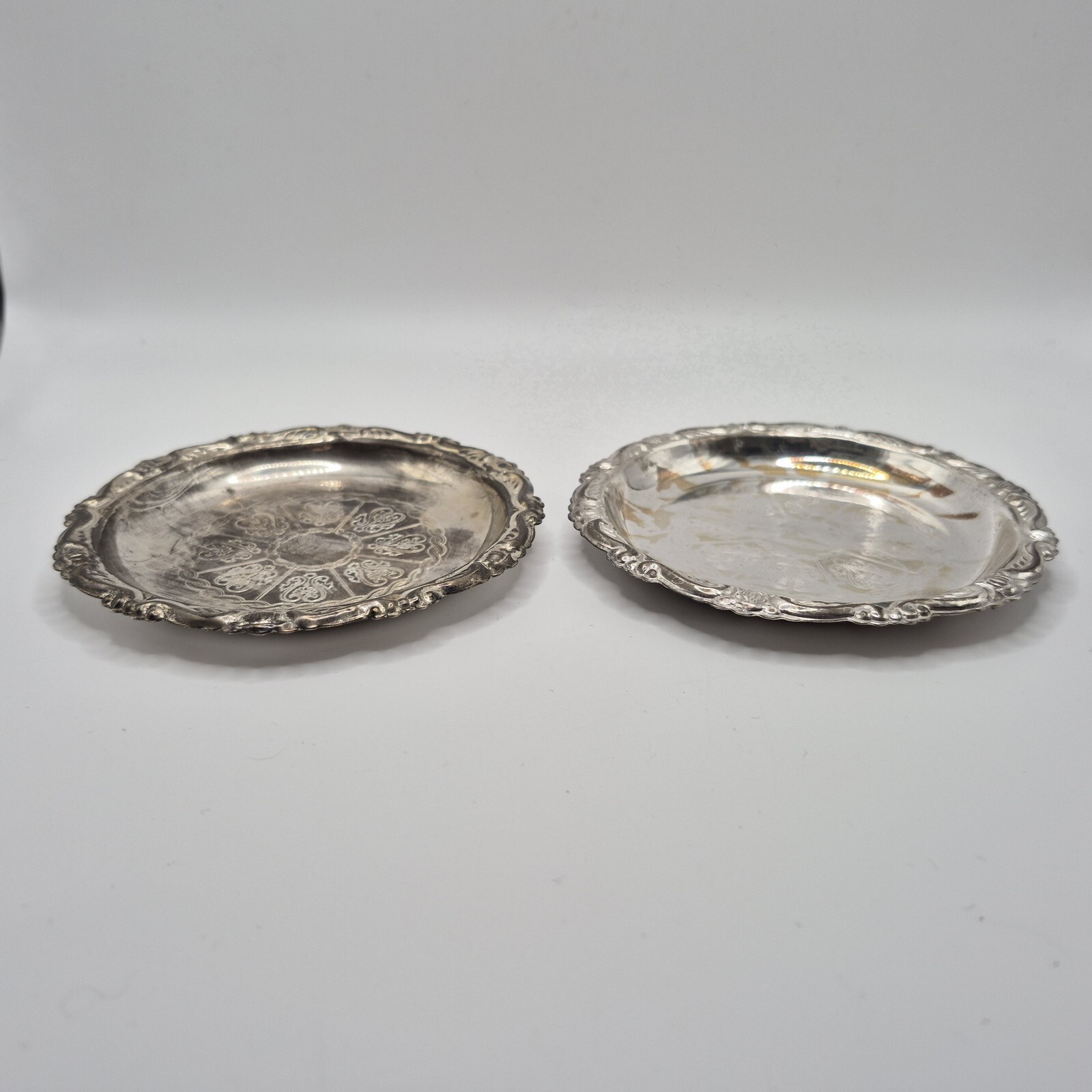 Vintage Silverplate, Made In Italy. EP on Steel Coasters/Small Dish Set Of 2