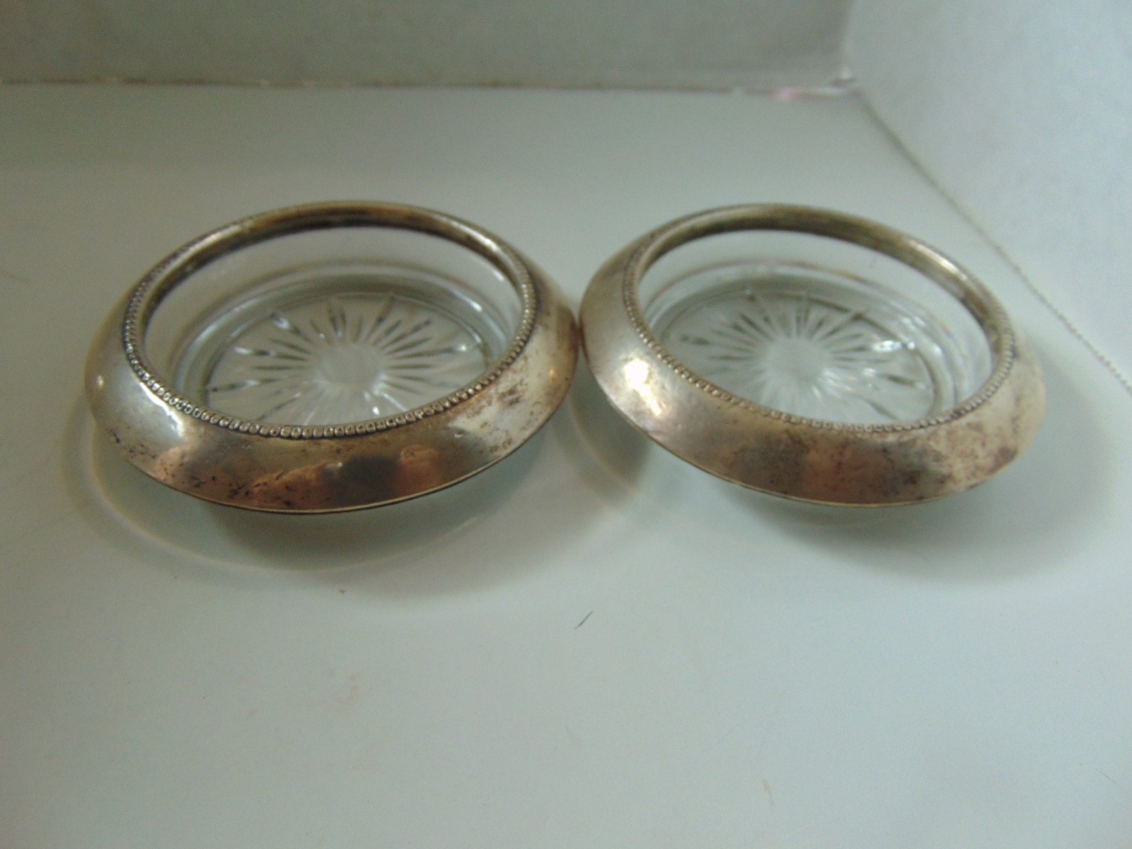Frank M. Whiting & Company- Sterling Silver & Glass Coasters Set of 2 Vintage