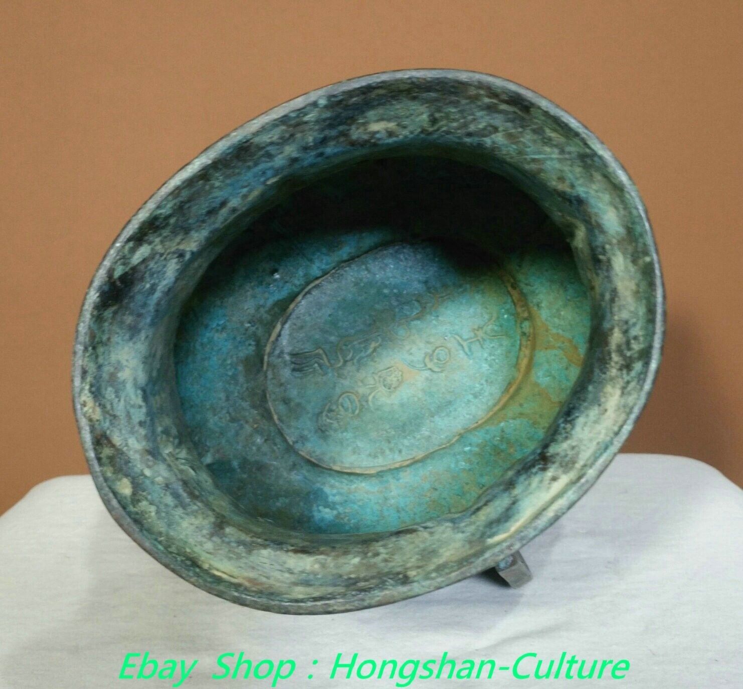 9.4” Old Han Dynasty Bronze Ware Phoenix Phenix Bird Birds Crock Pot Jar Bowl