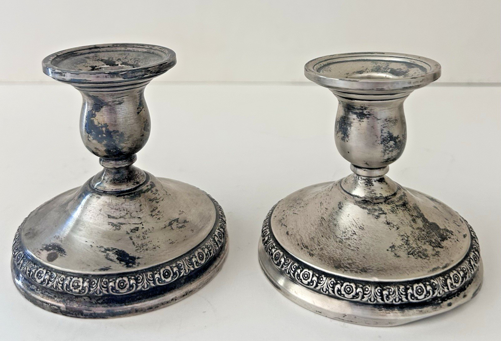 Pair International Sterling Silver Prelude N212 Weighted Reinforced Candlesticks