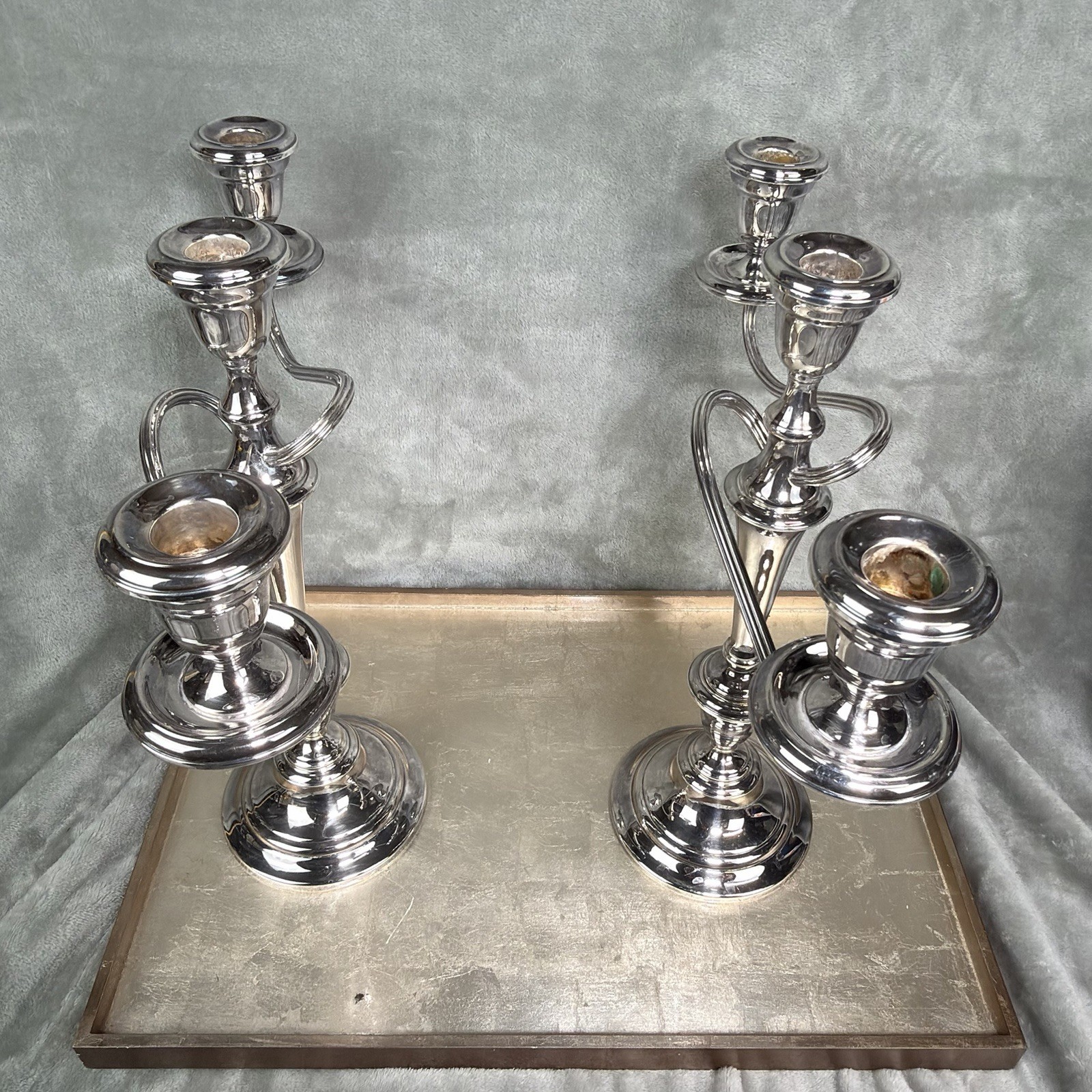 Vintage Weighted Gorham Silver Plated 3 Light Convertible Candelabra YC3020