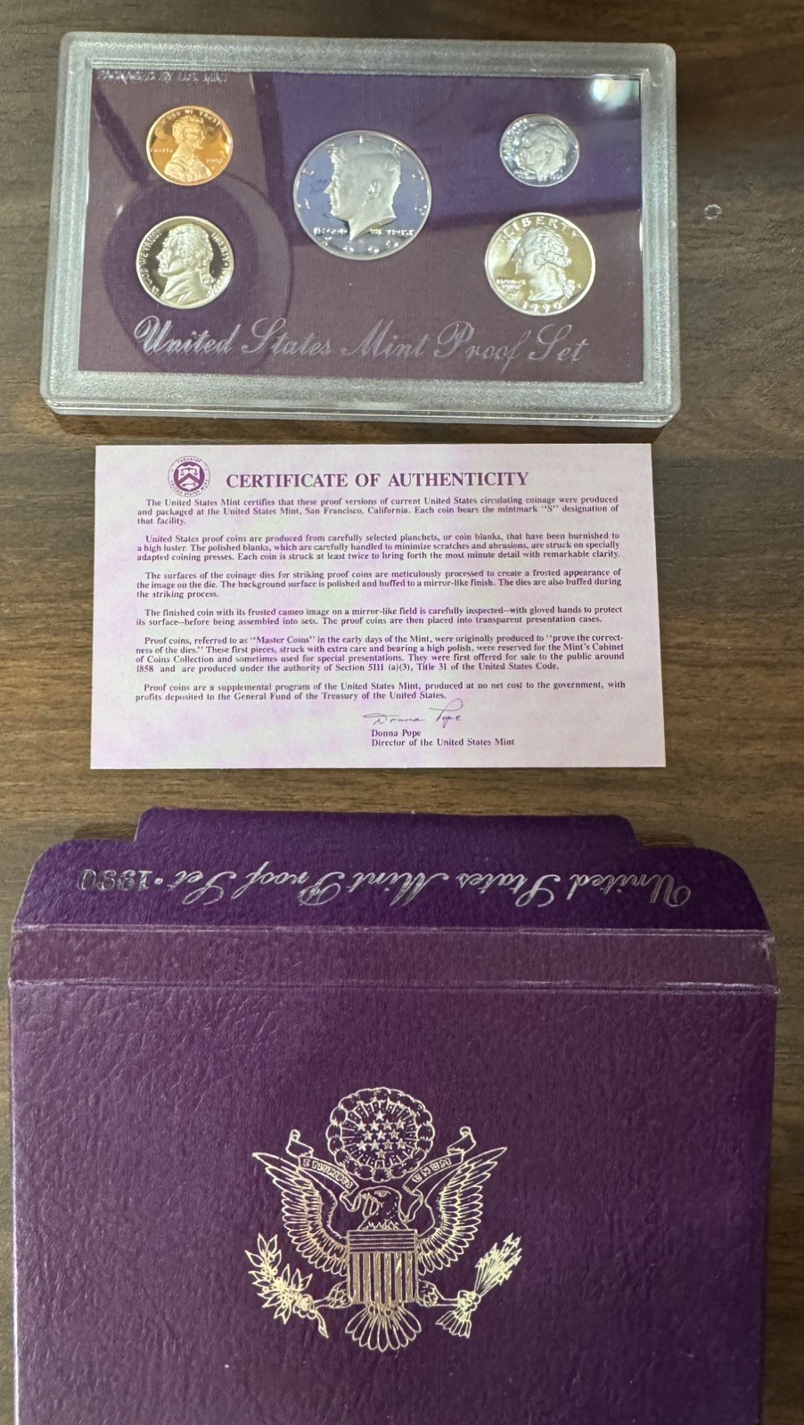 1990 Clad Proof Set U.S. Mint Original Government Packaging OGP COA