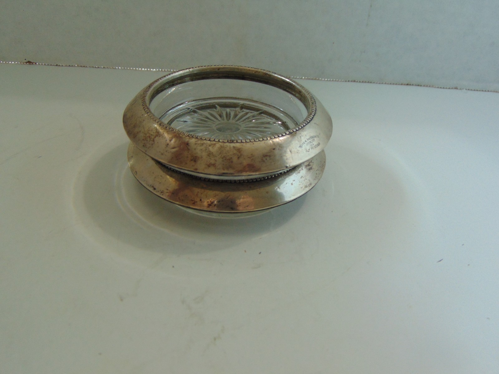 Frank M. Whiting & Company- Sterling Silver & Glass Coasters Set of 2 Vintage