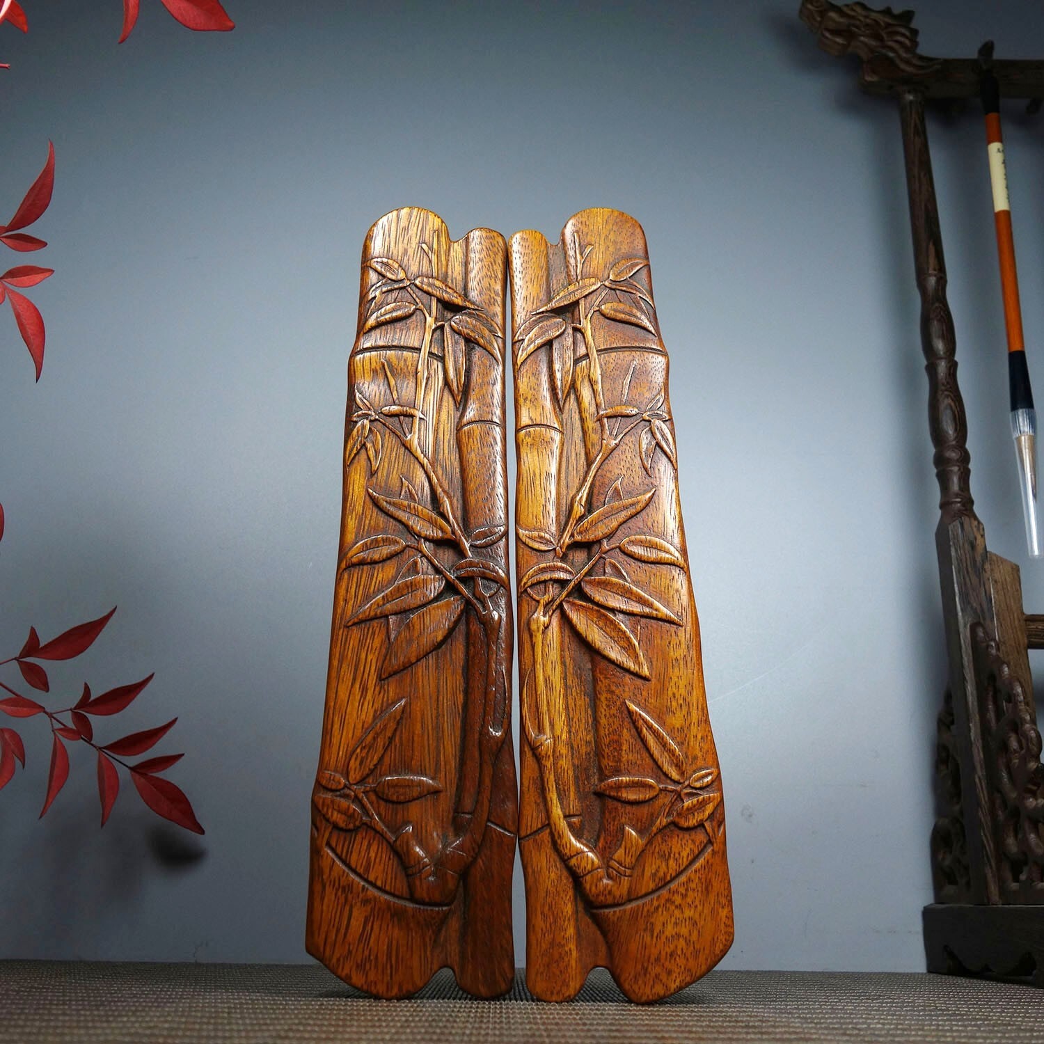Old Tibetan Rosewood Carving Bamboo Weighing Scale Rising Step By Step Decor