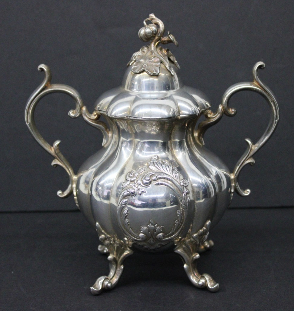 Vtg Reed & Barton Winthrop Shield Silverplate Footed Sugar Bowl Pumpkin 1795E