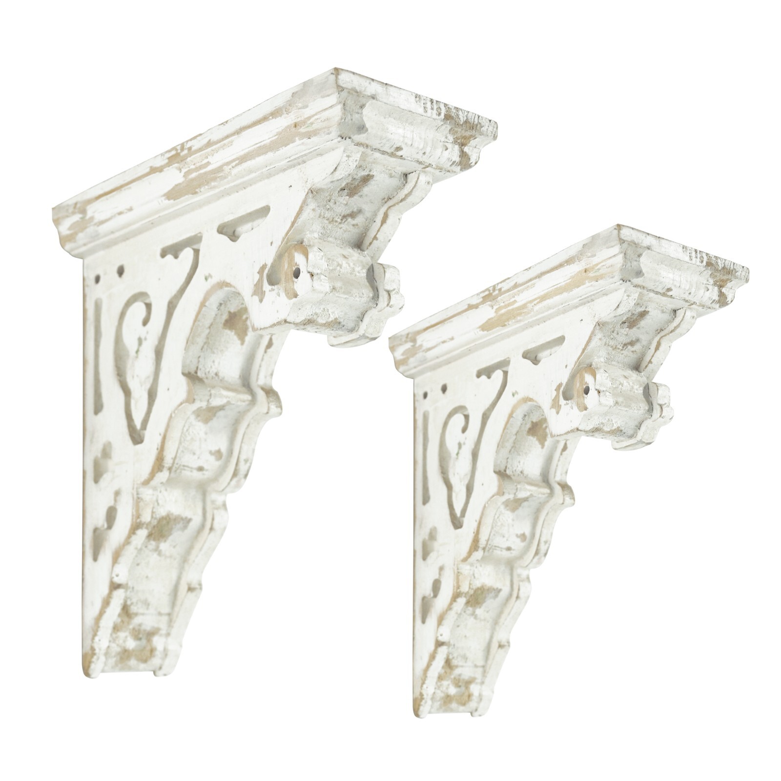 Antique Wood Corbels Pair, Vintage Wood Shelf Brackets