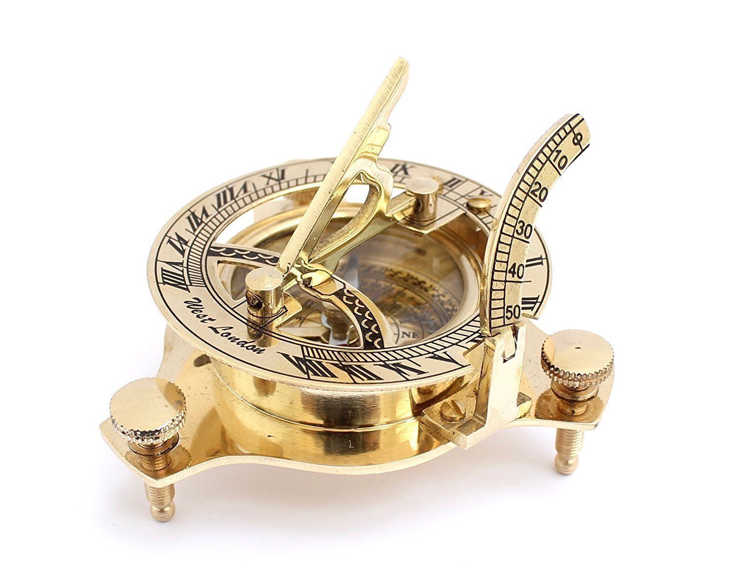 Vintage London west maritime antique SUNDIAL COMPASS brass nautical Christmas Gi