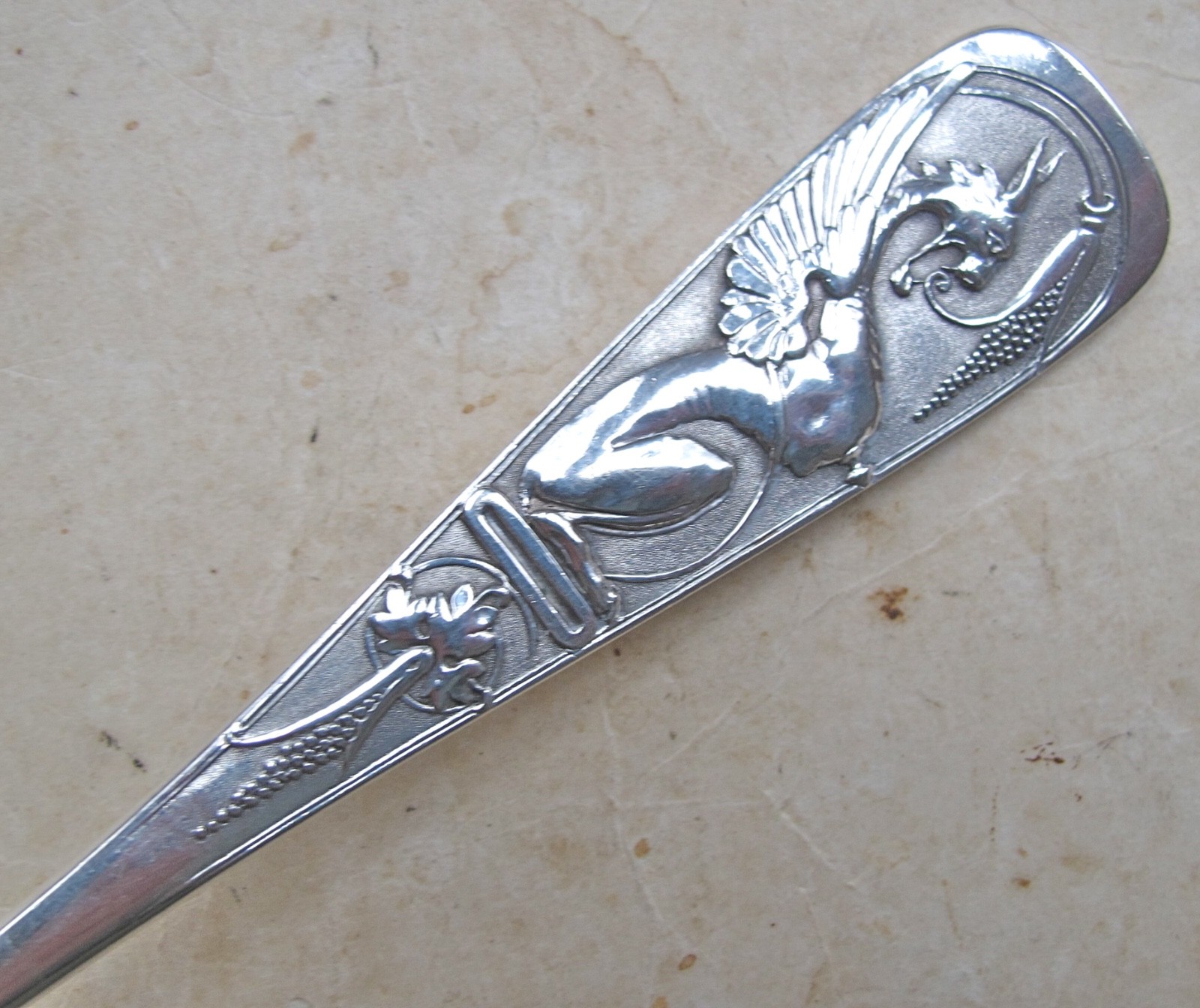 Durgin ☛ RENAISSANCE ☚ Sterling Silver Cheese Scoop 8 1/8″ No Mono Gold Washed