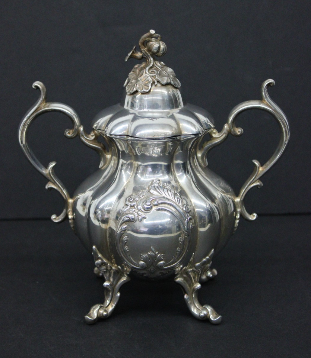 Vtg Reed & Barton Winthrop Shield Silverplate Footed Sugar Bowl Pumpkin 1795E