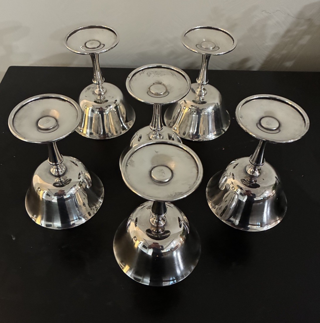 ITALIAN SILVER-PLATED COUPES (set of 6; c. 1970-80)