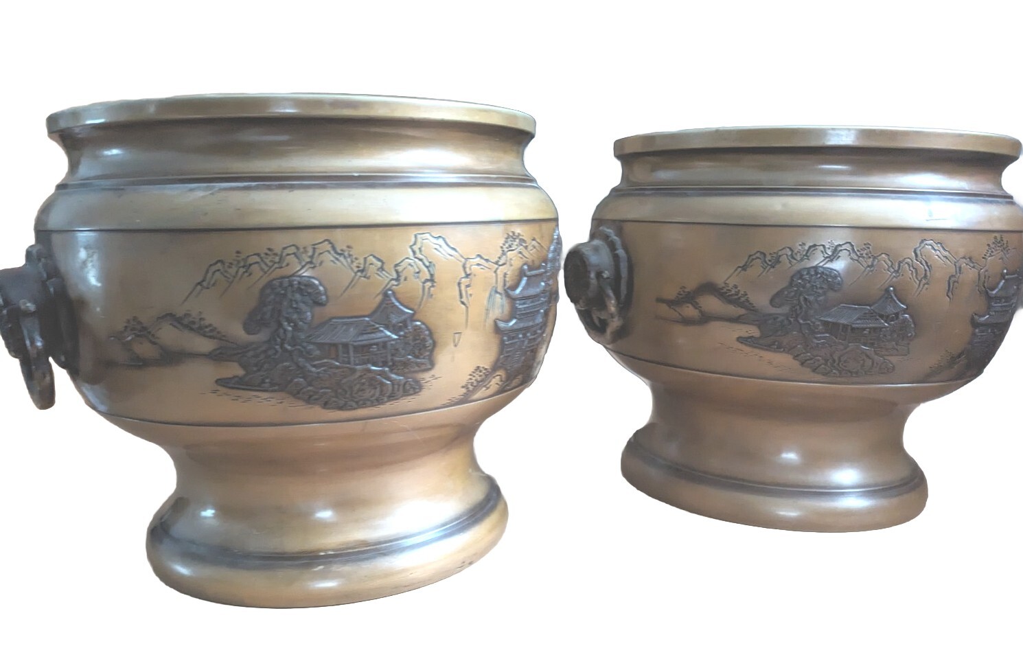(1 PAIR) Antique Japanese Bronze Hibachi