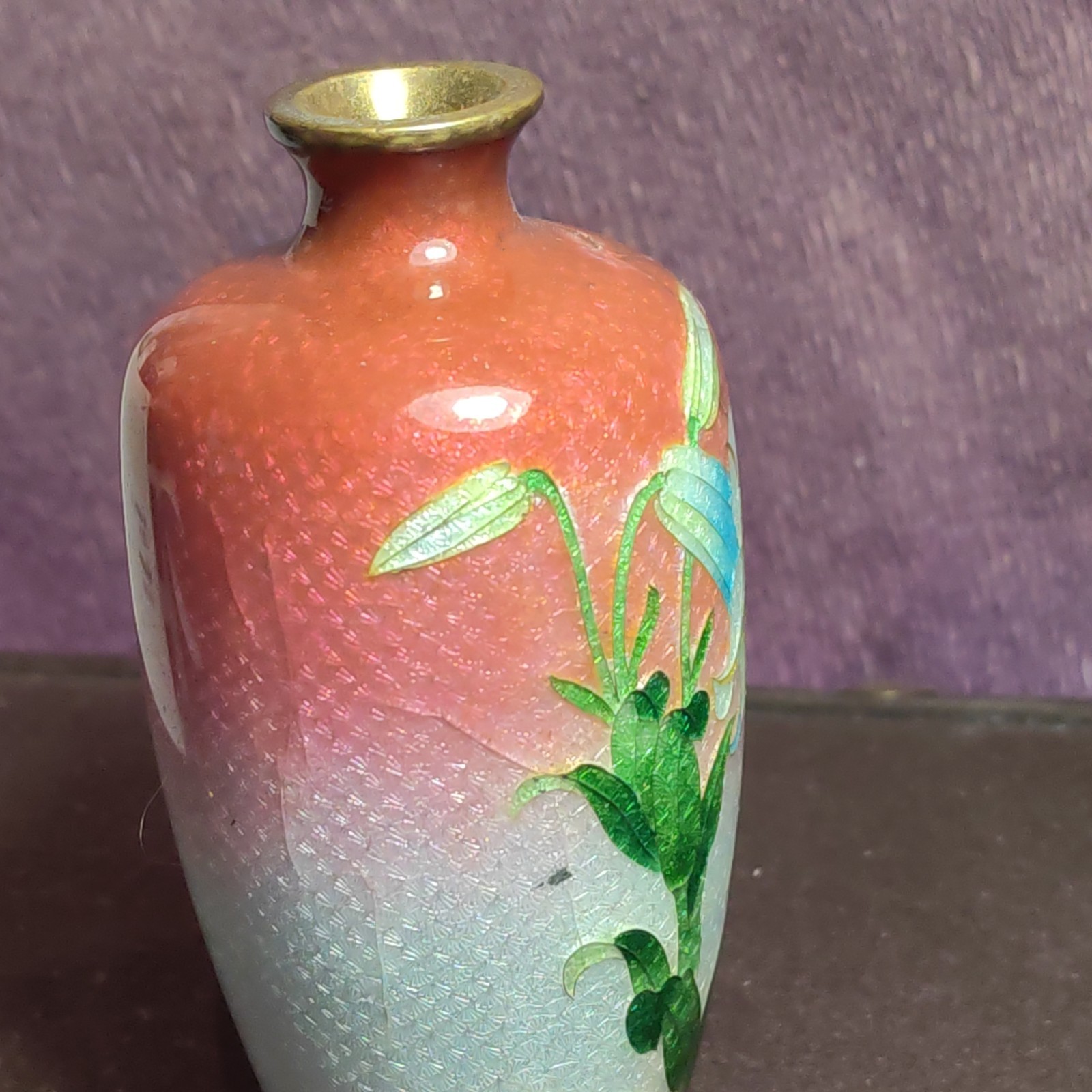 Antique Japanese Ginbari Floral Vase 12cm