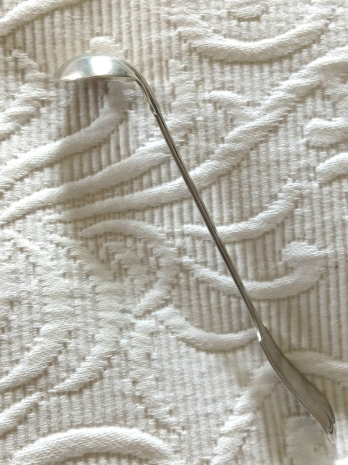 Antique Sterling Coin UNKNOWN Fiddle & Thread Mustard Ladle Spoon RARE “McGee”