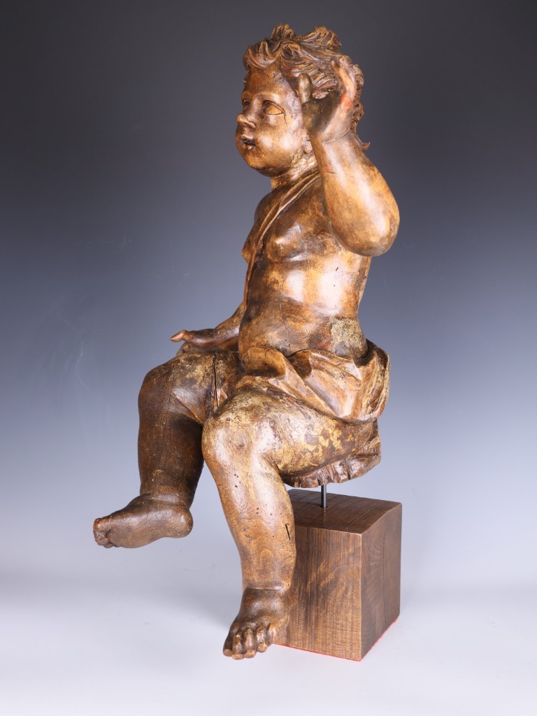 Large Italian Carved Wooden Putto Cherub Figure | Late 18th Century Ecclesiastic