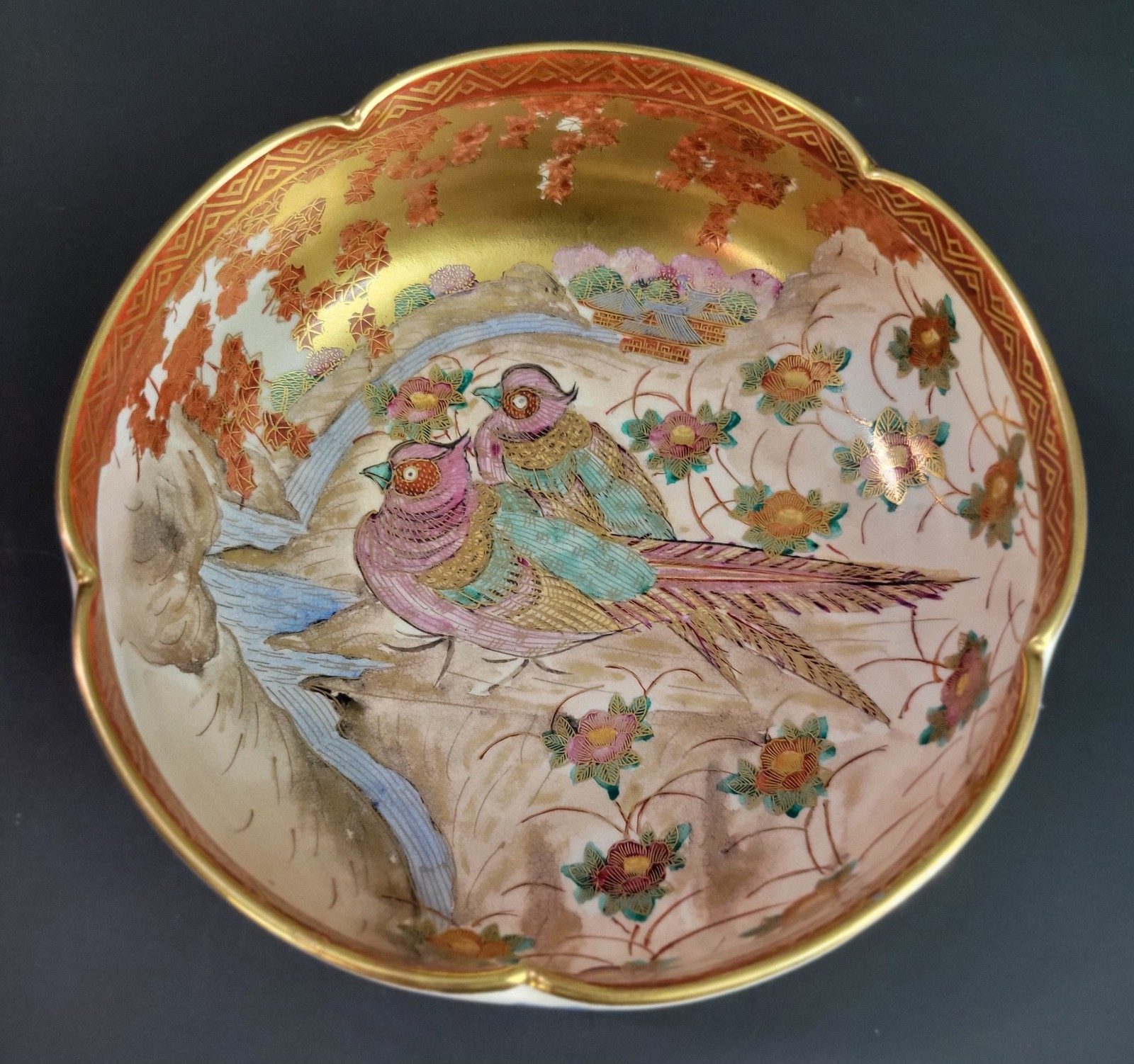 1850- 1899 Japanese Meiji Period Satsuma Bowl Signed Shimazu Clan 8.5″ EUC