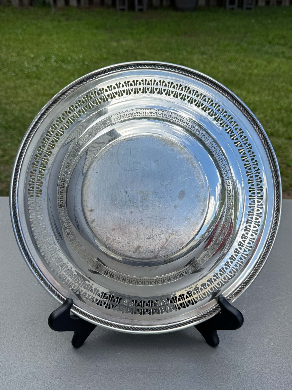 Wm. Rogers & Son 835 Silverplate 12″ Bowl Pierced/Lattice Band Rope-style Border