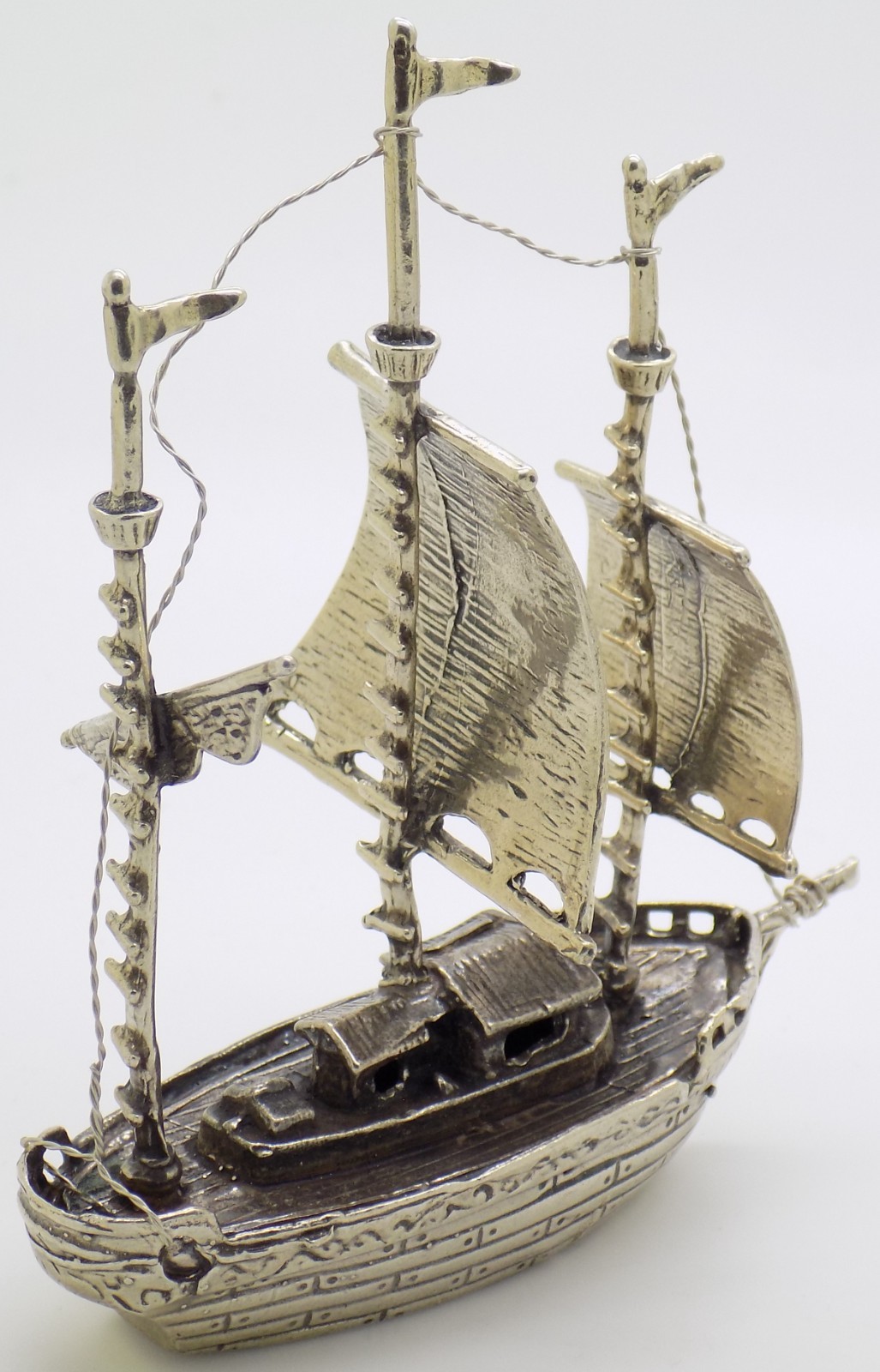 Vintage Italian Handmade Genuine Silver Galleon Sailing Ship Large Figurine